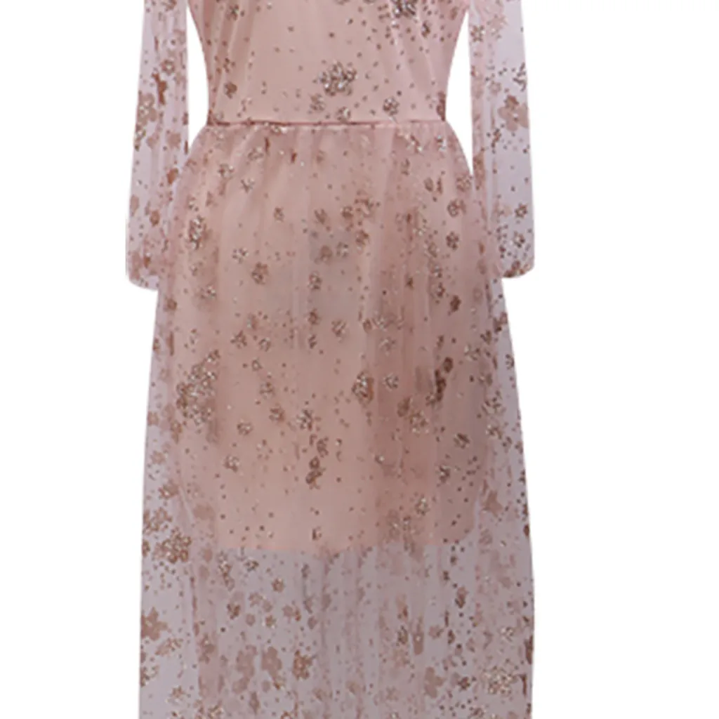 Женское кружевное вечернее платье розовое Элегантное без бретелек с длинным