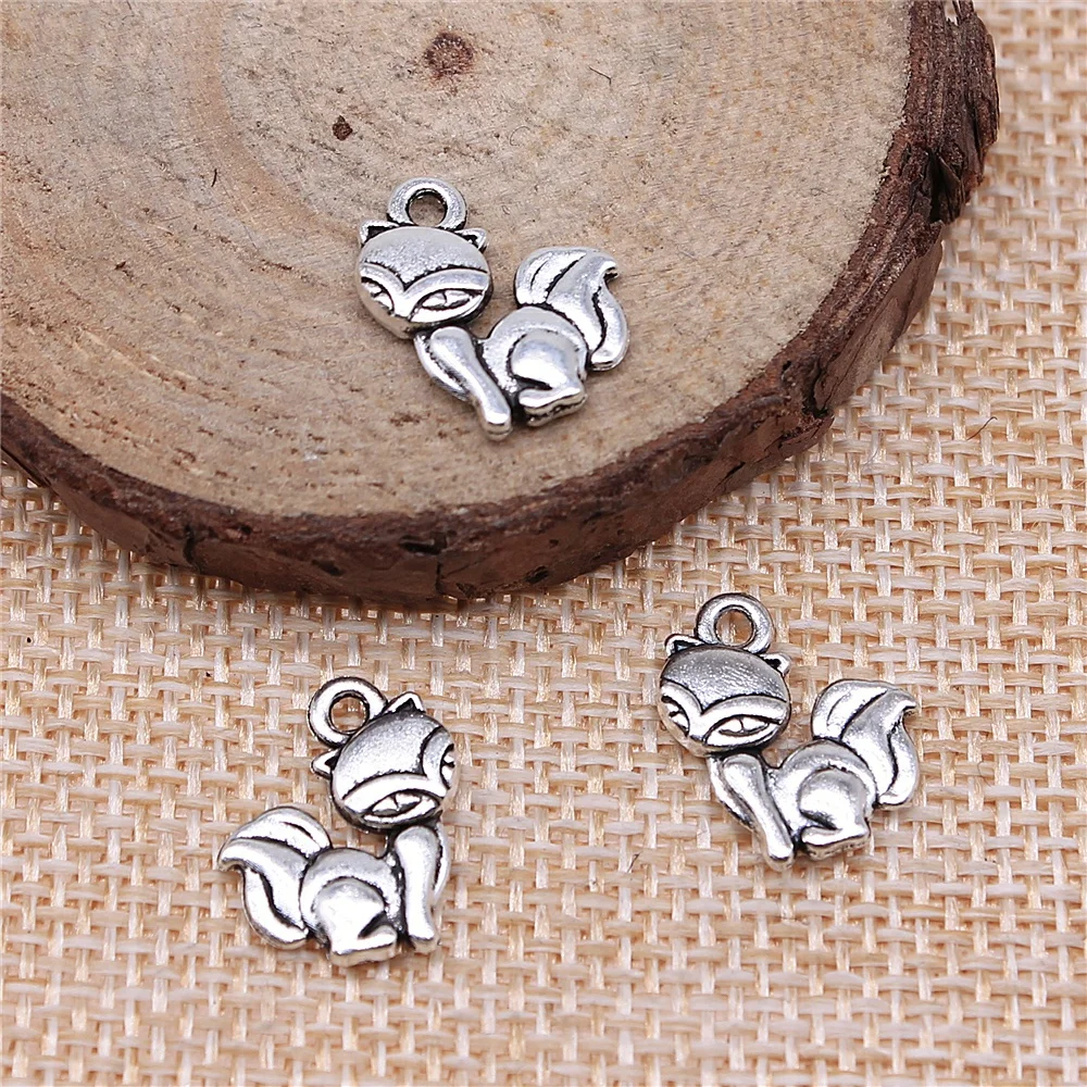 

free shipping 65pcs 15x14mm antique silver Little Fox charms diy retro jewelry fit Earring keychain hair card pendant