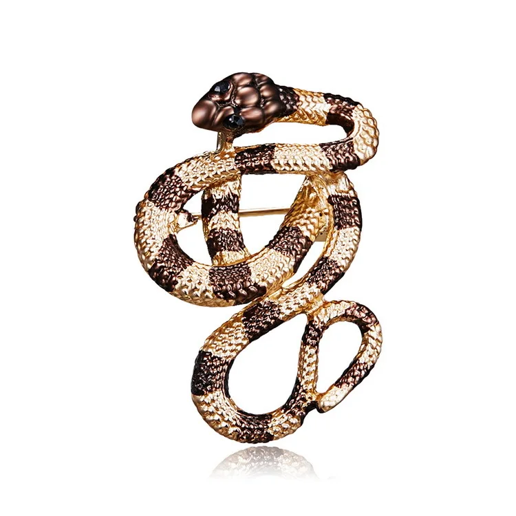 

New and American New Fashion Creative Simulated Snakes Painting Oil Animal Brooch Exquisite Alloy Breastpin Factory Direct Sales