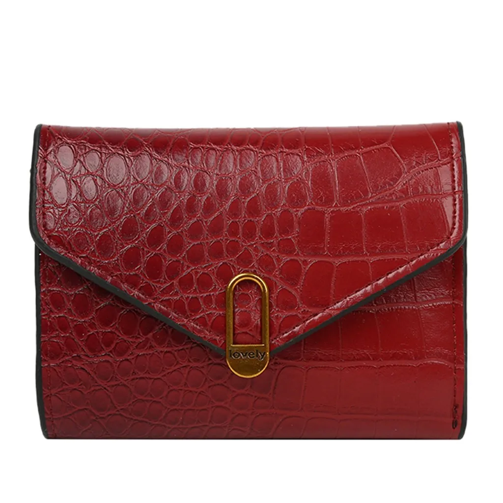 Женский короткий кошелек Aelicy однотонный кожаный в ретро-стиле с отделениями для