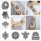 Индийский цветочный узор Татуировка наклейка водостойкая временная татуировка Золотая татуировка для женщин Хна Цветок тату дизайн татуировки наклейка