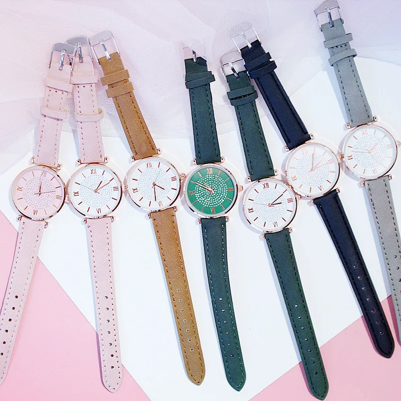 

Luxury WomenS Watches Bracelet Set Starry Sky Ladies Women Watch Casual Leather Quartz Wristwatch Girl Clock Relogio Feminino