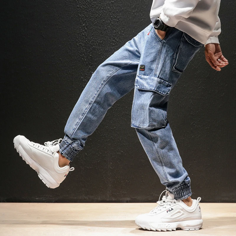 Джинсы карго FAVOCENT мужские джинсовые повседневные брюки султанки из денима с