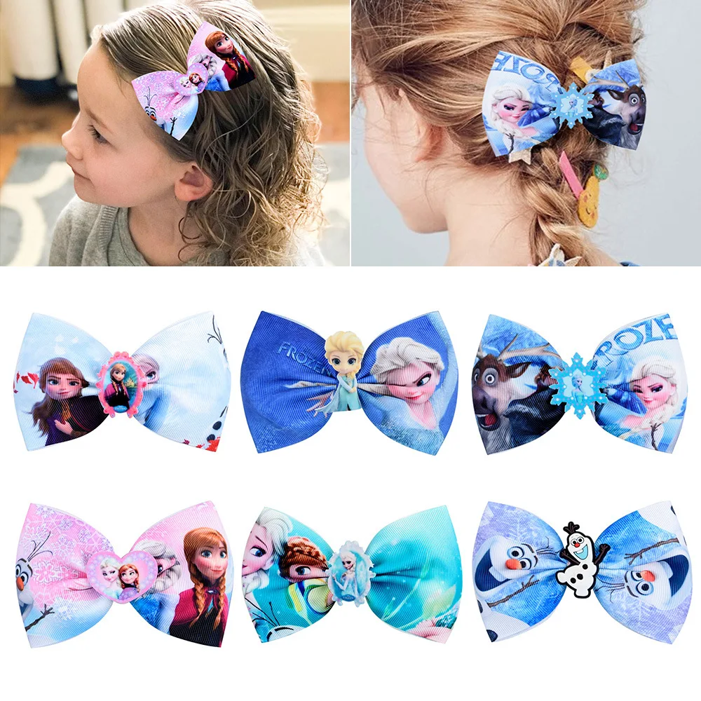 

4.7 inch Disney Frozen Princess Aisha Kawaii Hairpin Frozen Children's Bow Hairpin Dress Up Headdress Hair Accessories gift