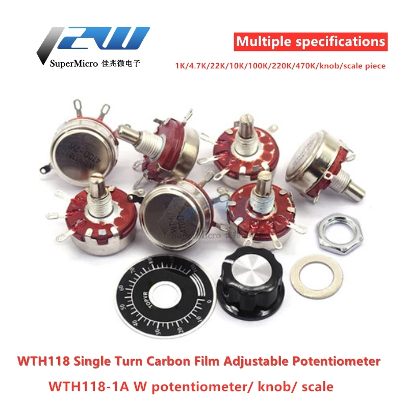 1 Набор WTH118 DIY Kit 2W 1A потенциометр 1K 2 K 4 7 10K 22K 47K 100K 470K 1M ohm MF A03 + WHT118 0 100 весы