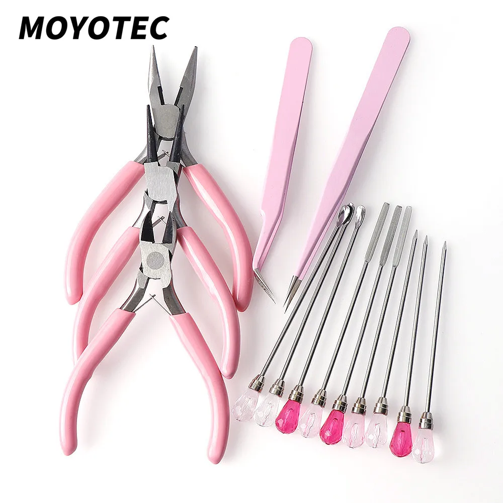 

MOYOTEC 8Pcs Mini Pink Pliers DIY Tools Pliers Without Tooth Sharp Nose Round Diagonal Scissors Pliers Hardware Tools