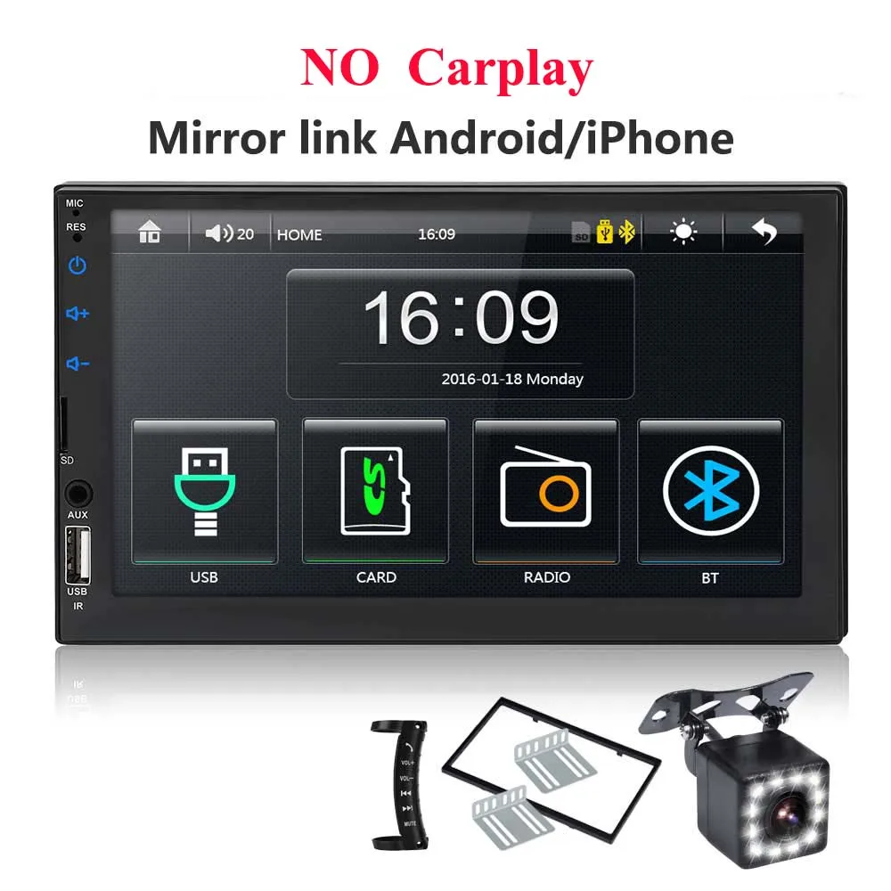 12 led all 2 din автомагнитола " HD сенсорный экран плеер Android Авто Carplay мультимедиа MP5 FM/USB/AUX/Bluetooth автомобильный аудио для камеры заднего вида - Цвет: 12 led all