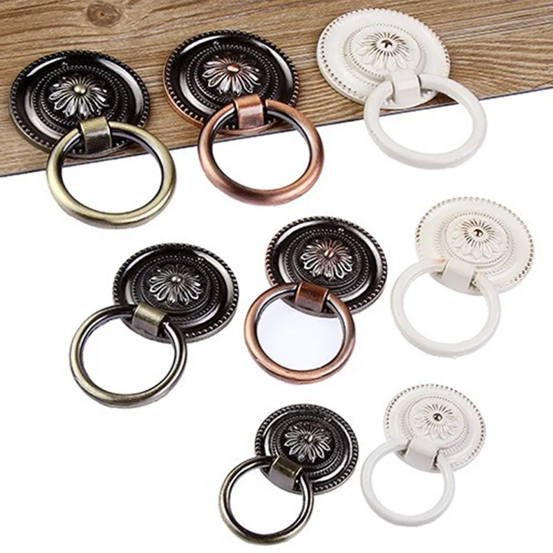 Ретро антикварные ручки для шкафа резные с выдвижным ящиком и ручка кольцо