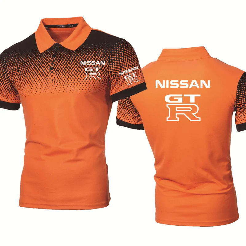 

Fashion Summer new Men's POLO shirt GTR Car Logo Printed casual trend Gradient High Quality Cotton Men's short sleeve