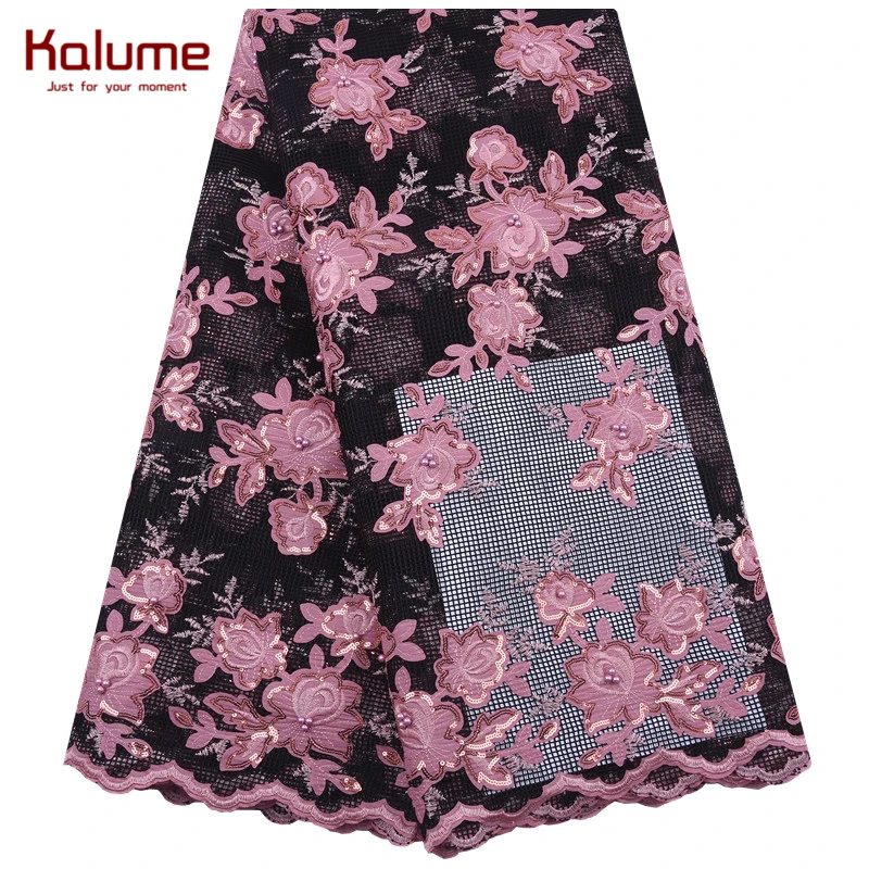 Kalume Latest African Sequins Lace Fabric Pure White French Mesh Fashion Nigerian Tulle For Wedding Dress F1903 | Дом и сад