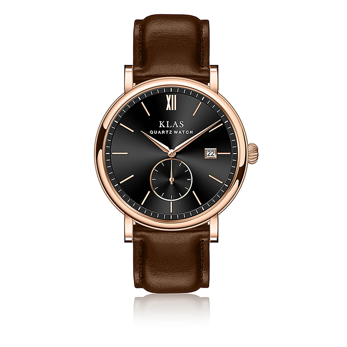 

Мужские часы KLAS цвета хаки с кожаным ремешком, стальные водонепроницаемые часы 5ATM WAtchmovt