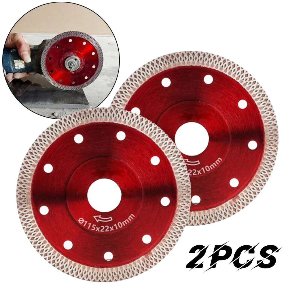 

2Pcs 115mm Diamond Cutting Discs 4.5" 22mm Hole Size Angle Grinder Blade Cut Stone Concrete Tile For Dry Or Wet Cutting