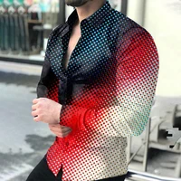 men shirt sleeve tops shirts spring casual printing buttoned digital mens turn down collar streetwear long autumn fashion long