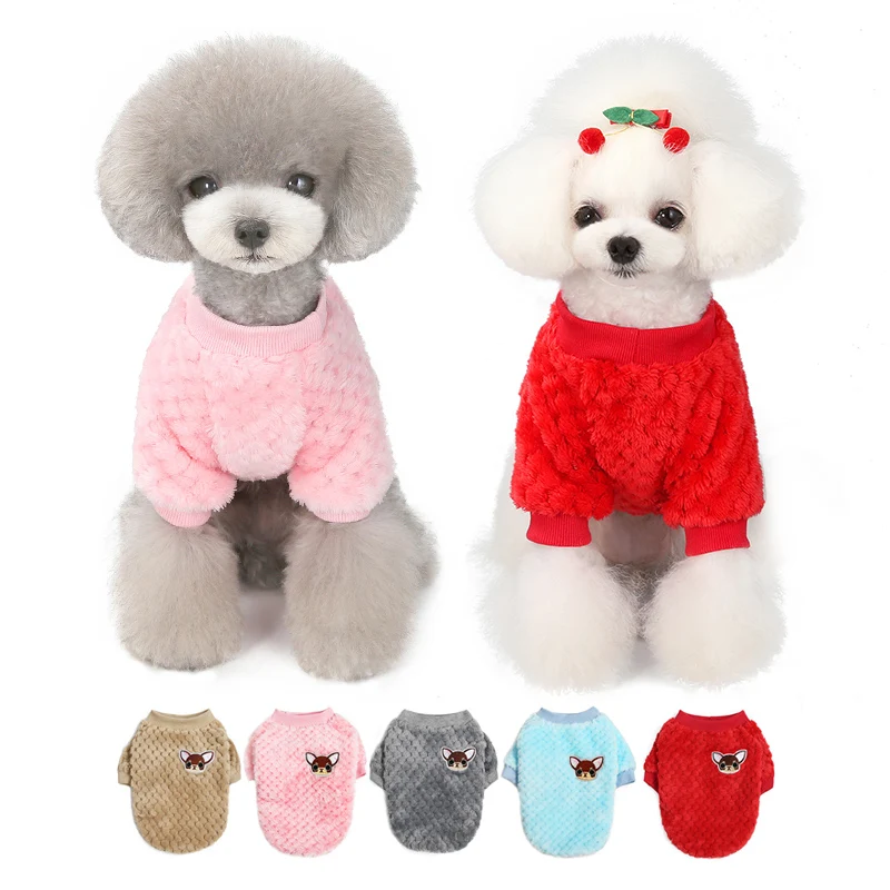 

Warm Fleece Pet Clothes Cute Print Coat Small Medium Dog Cat Shirt Jacket Teddy French Bulldog Chihuahua Winter Cats Dog Clothes