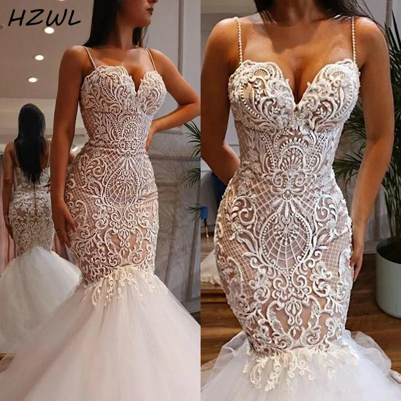 Женское свадебное платье с юбкой годе сексуальное на тонких бретельках 3D