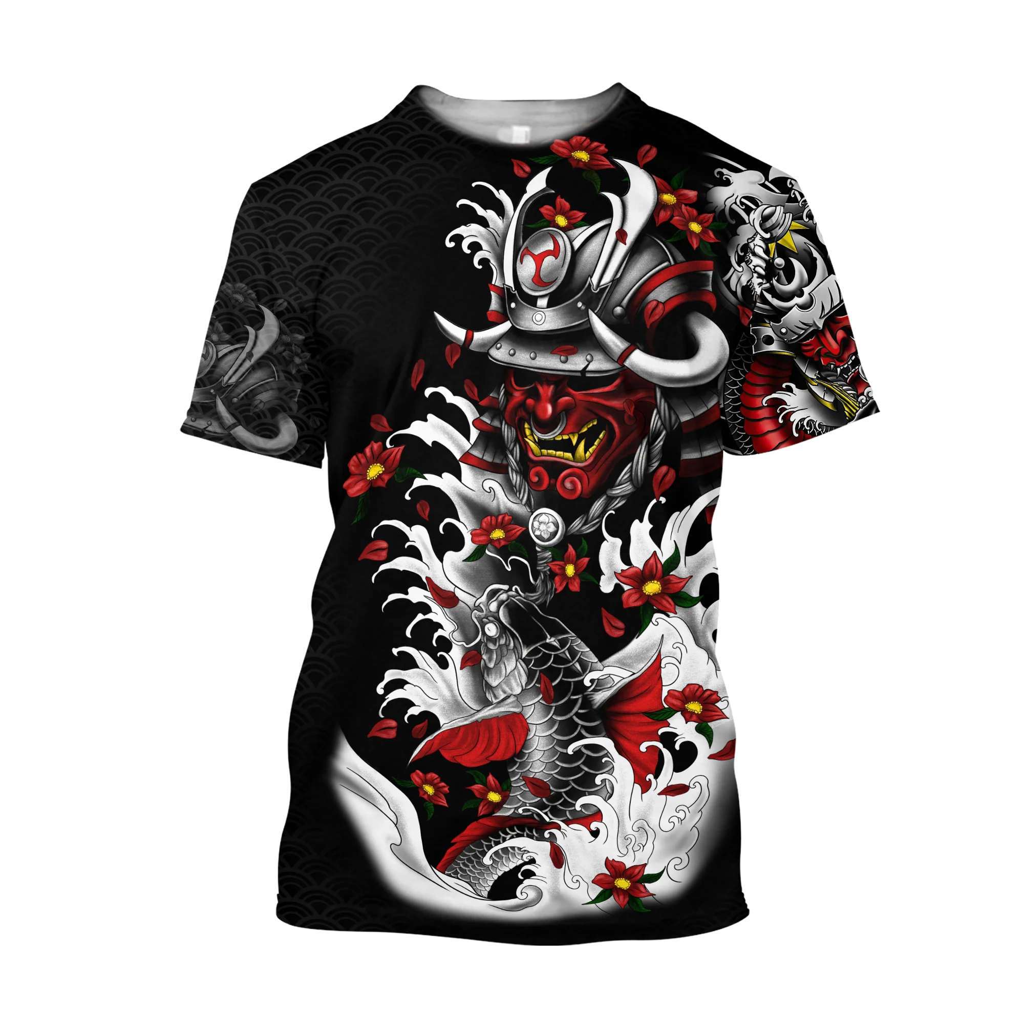 Футболка мужская с 3D-принтом красивая рубашка в стиле хип-хоп принтом самурая