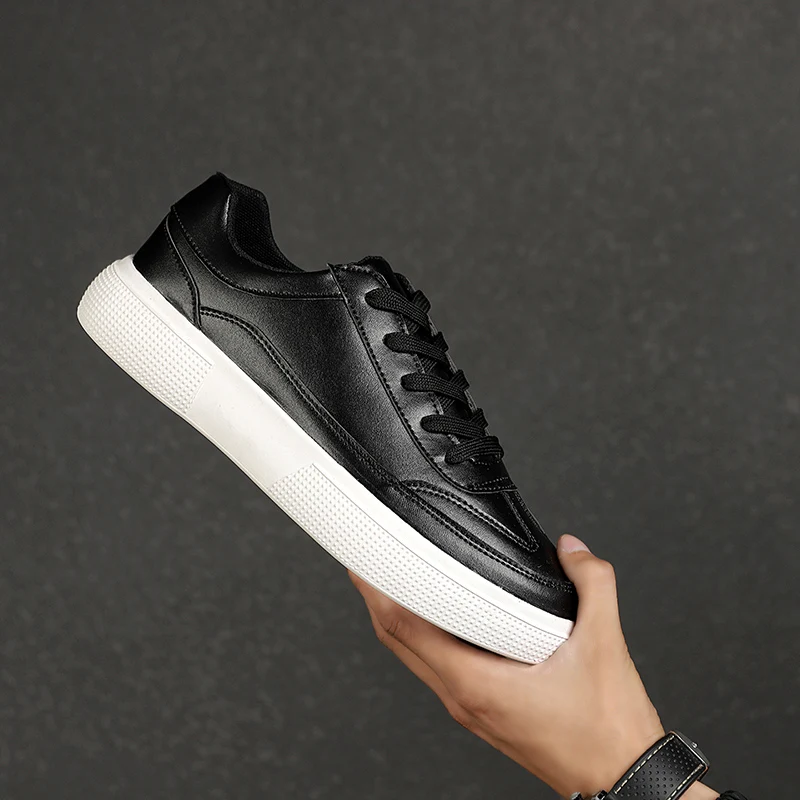 Белые мужские модные повседневные кроссовки из искусственной кожи на шнуровке