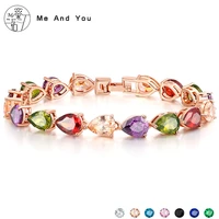 classic popular water drop bracelet colorful zircon bracelet womens bride wedding jewelry