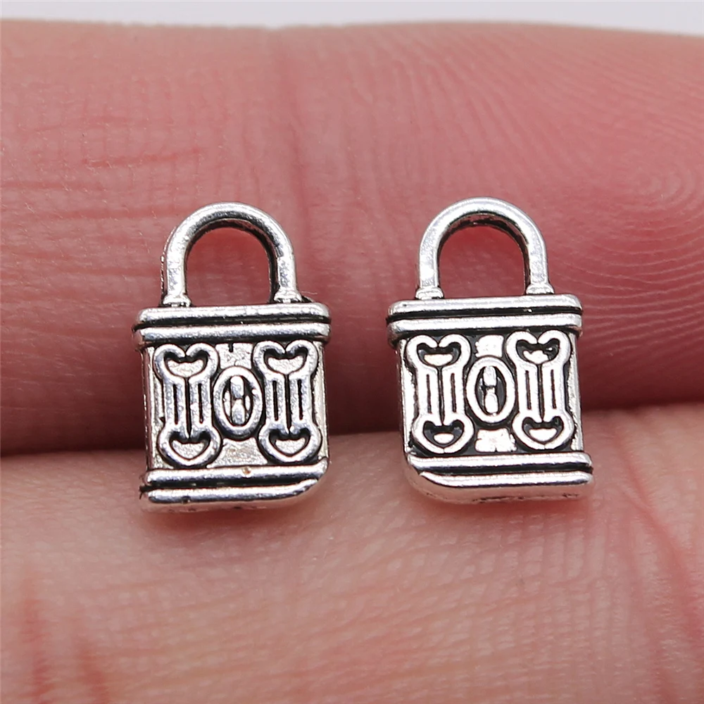 

40pcs 7x11mm Lock Pendant Charms Antique Silver Plated For Jewelry Making Zinc Alloy Jewelry Findings