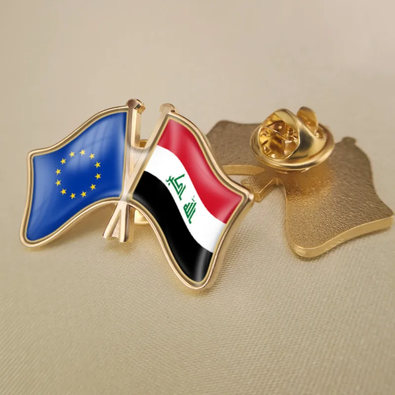 Европейский союз и Ирак перекрестные двойные фотообои с отворотами|Броши| |