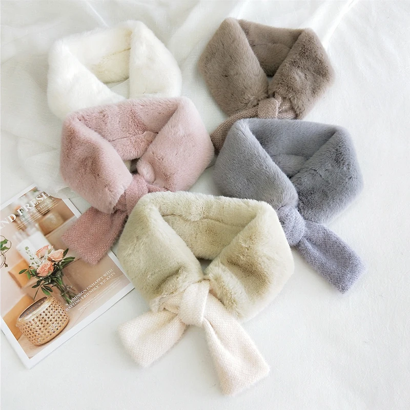 

All-matched Temperament Faux Fur Muffler Women Thick Warm Neck Collar Scarves For Ladies Neck Warmers Black White Pink Scarf