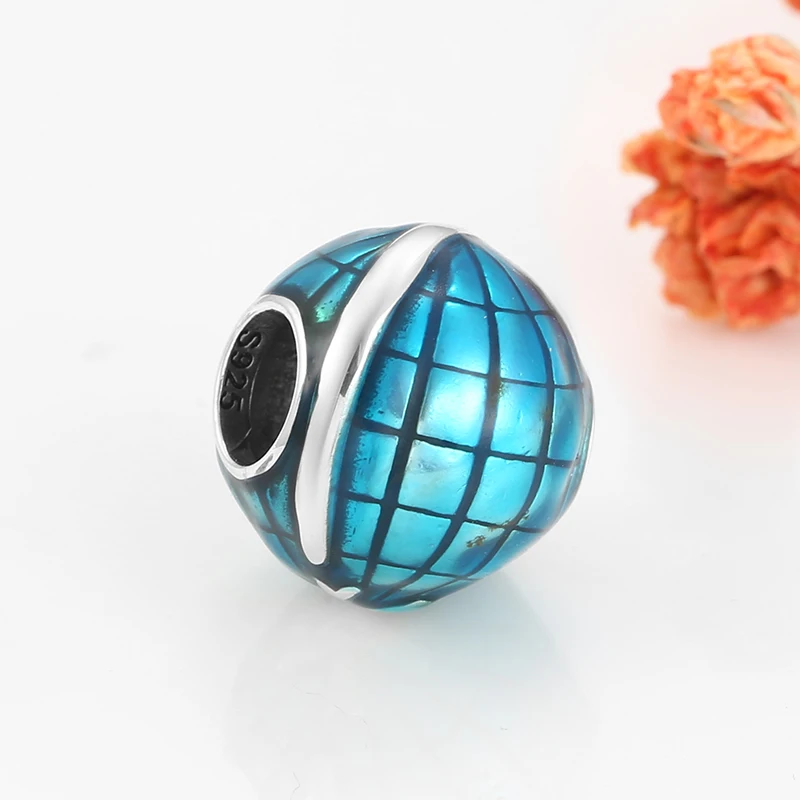 Горячая Распродажа путешествия по всему миру синяя эмаль 925 пробы серебряные