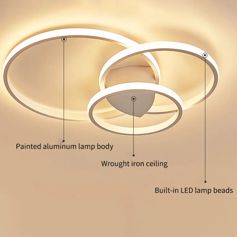 

Bedroom living room new round led ceiling lamp decoration black adjustable brightness round chandelier indoor lighting