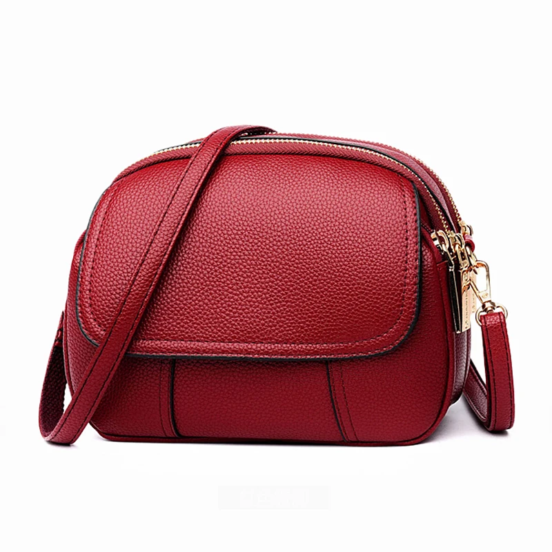 

Сумка женская из искусственной кожи, однотонная, красная, Черная