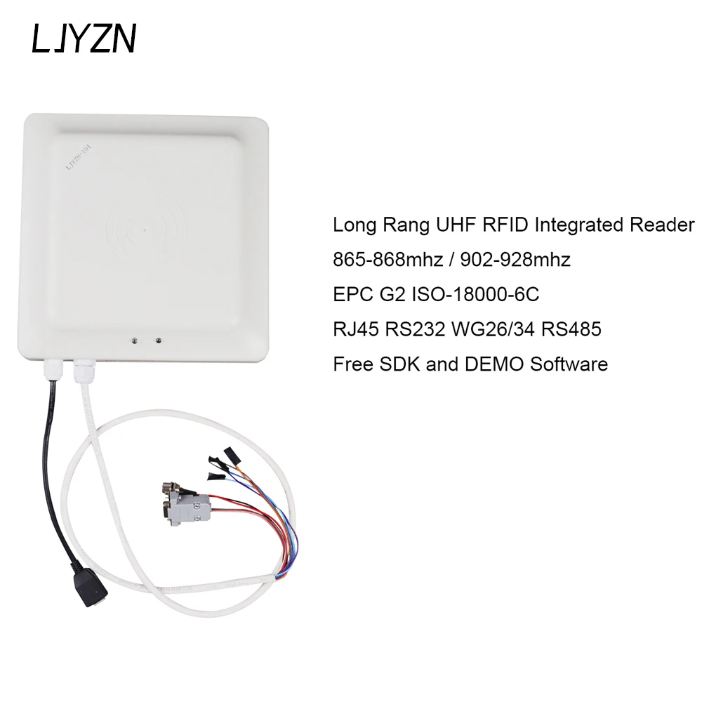 

LJYZN Logistics Managem Long Range 860-960MHZ 915MHz Uhf RFID Reader with Waterproof Integrated TCP/IP RS232 RS485 Wiegand 26 34