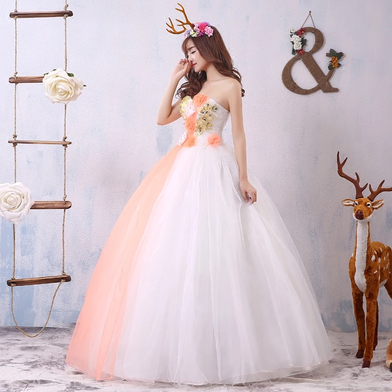 Ярко-розовые милые 16 Бальные платья с аппликацией из бисера Длинное Пышное