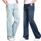 Джинсы мужские расклешенные, прямые брюки с широкими штанинами, свободные штаны, большие размеры 27-35