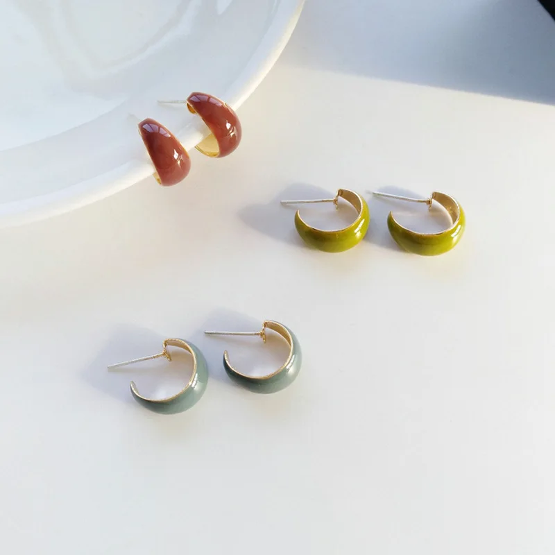 S925 needle Изящные маленькие серьги в форме с для женщин и девушек модные ювелирные