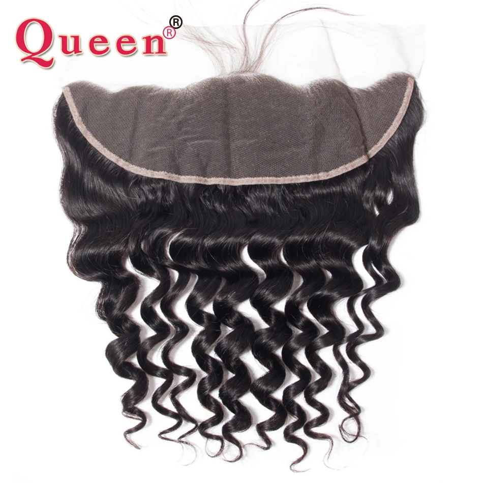 Queen Hair Transparent Lace Frontal Brazilian Loose Deep Wave 13x4 Lace Frontal Remy Human Hair Curly Swiss Lace Frontal Closure