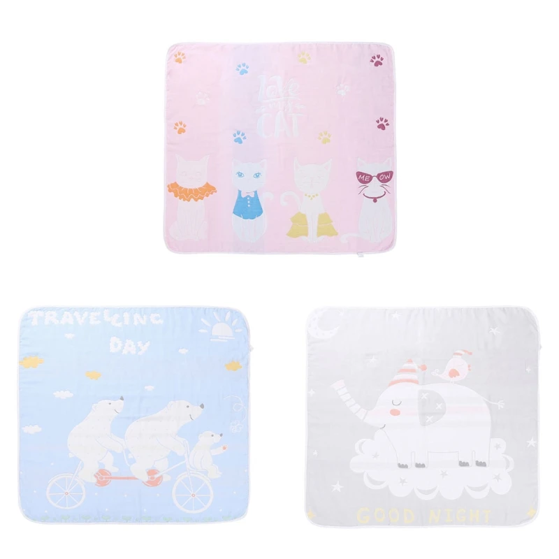 

Baby Muslin Bath Towel Infant Soft Cotton Receiving Blanket Newborn Cartoon Printed 6 Layers Thick Swaddle Wrap