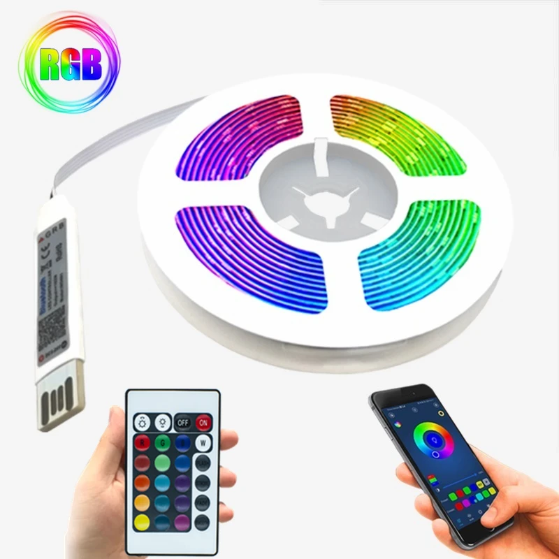 

RGB 5050 Led Strips Light DC5V USB Cable Ribbon Lighting Bluetooth Model IR Remote Controller Decoration Bedroom Luminous Lamp