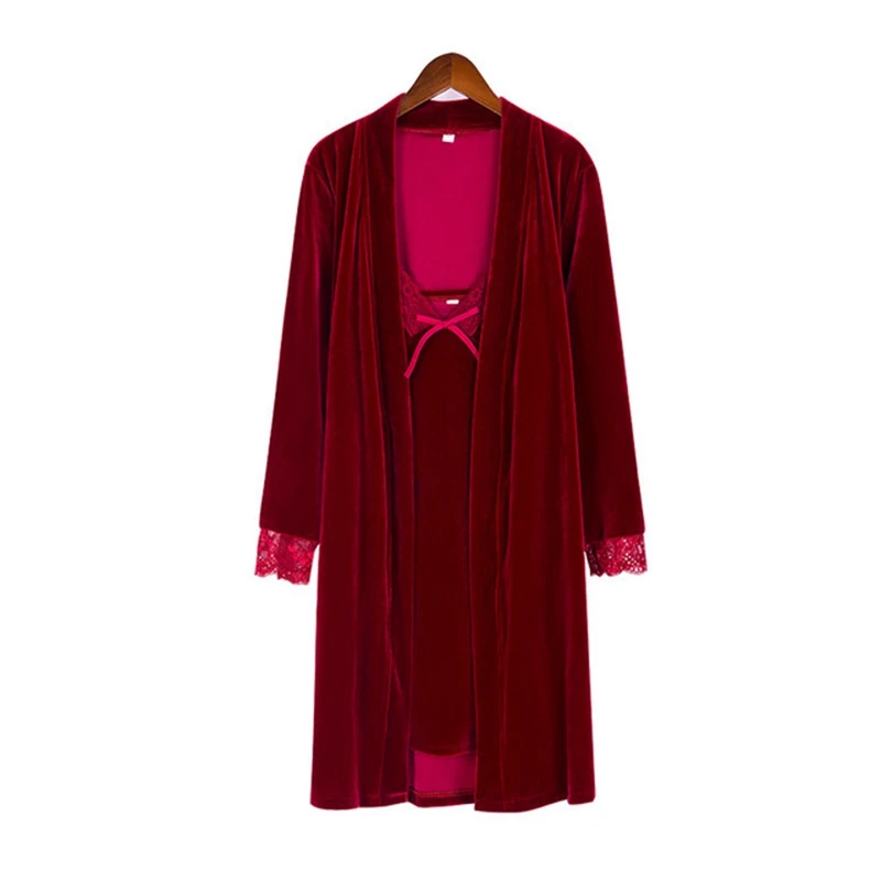 Халат-кимоно Женский велюровый пикантный Шелковый Свадебный комплект из 2