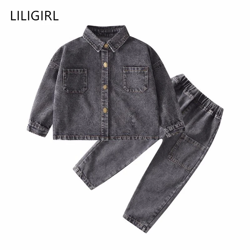 Комплекты детской одежды 2019 новые джинсовые маленькие девочки и мальчики куртка