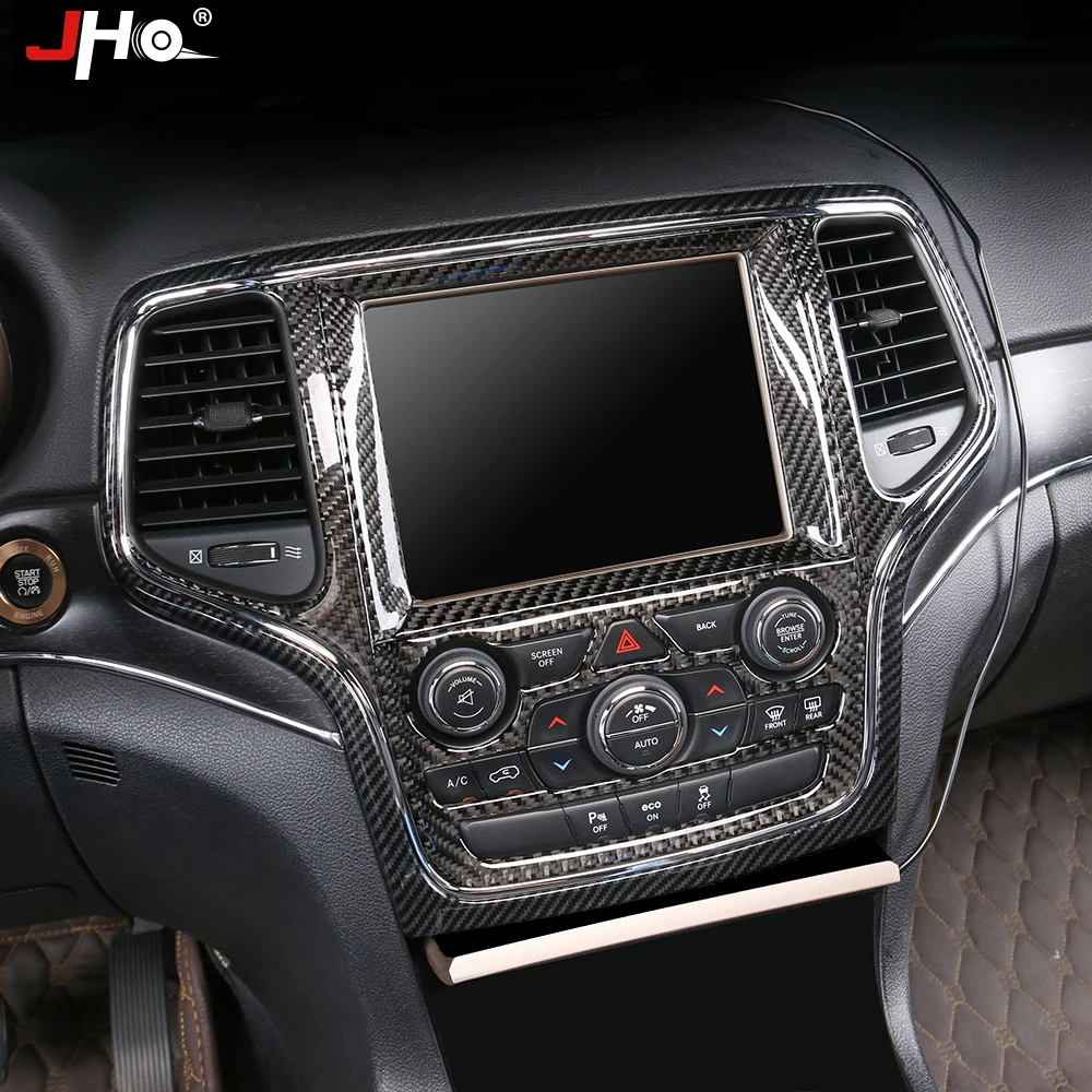 

JHO Carbon Grain Car Front Center Console Panel Overlay Cover Trim For 2014-2018 Jeep Grand Cherokee 2017 2016 15 WK2 Accessory