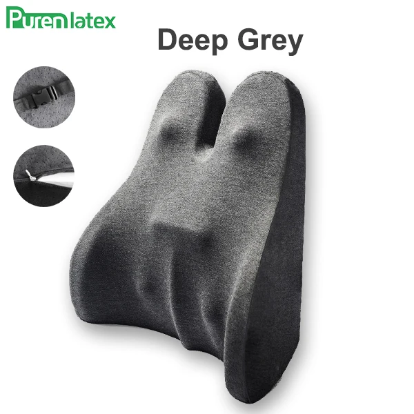Deep Grey Пуренлатексная Подушка с эффектом памяти, поясничная подушка, Боковая поддержка, Защита позвоночника, копчик, ортопедическое автомобильное сиденье, офисный диван, стул, задняя подушка - Цвет: Deep Grey