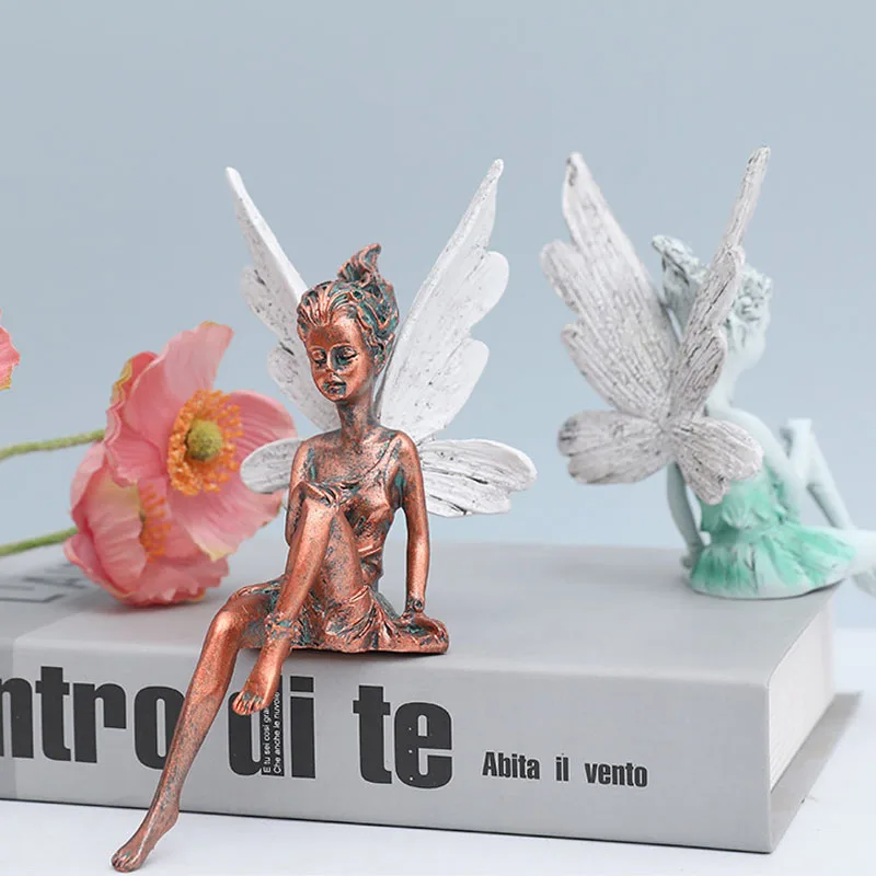 

Nordic Retro Flower Fairy Resin Sculpture Artware Character Figure Modern Art Statue Craft Ornament Home Decoration Accessories