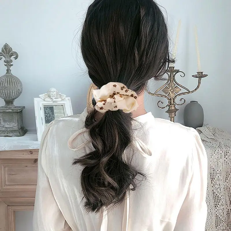 

1PC Korea INS Satin Patchwork Scallop Sweet Flower Colonic Scallop Color Croquettes Hair Rope Hair Accessories