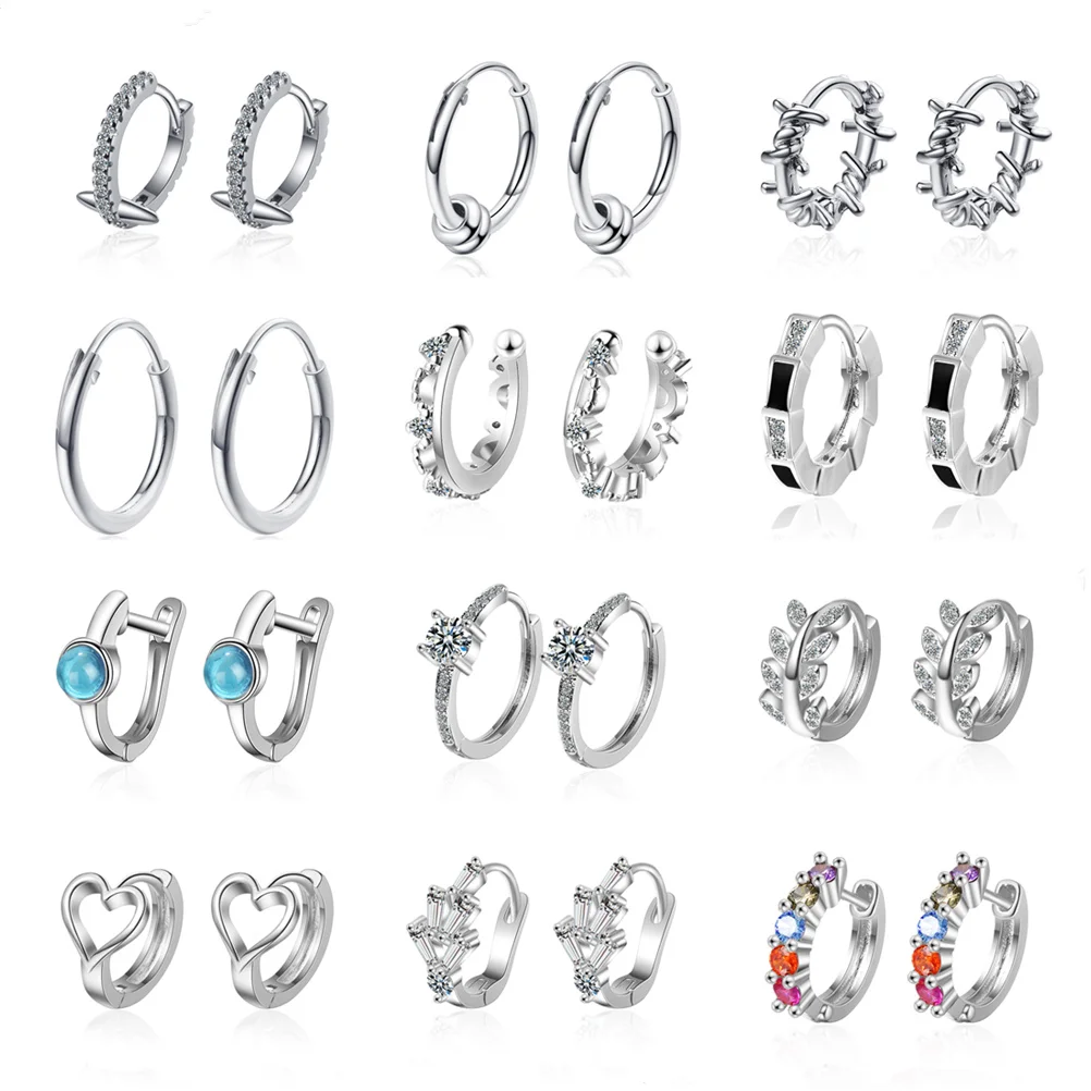 

New 925 Sterling Silver Earrings Exquisite Zircon Small Earrings French Fashion Jewelry Gifts for Female Charm Jewelry