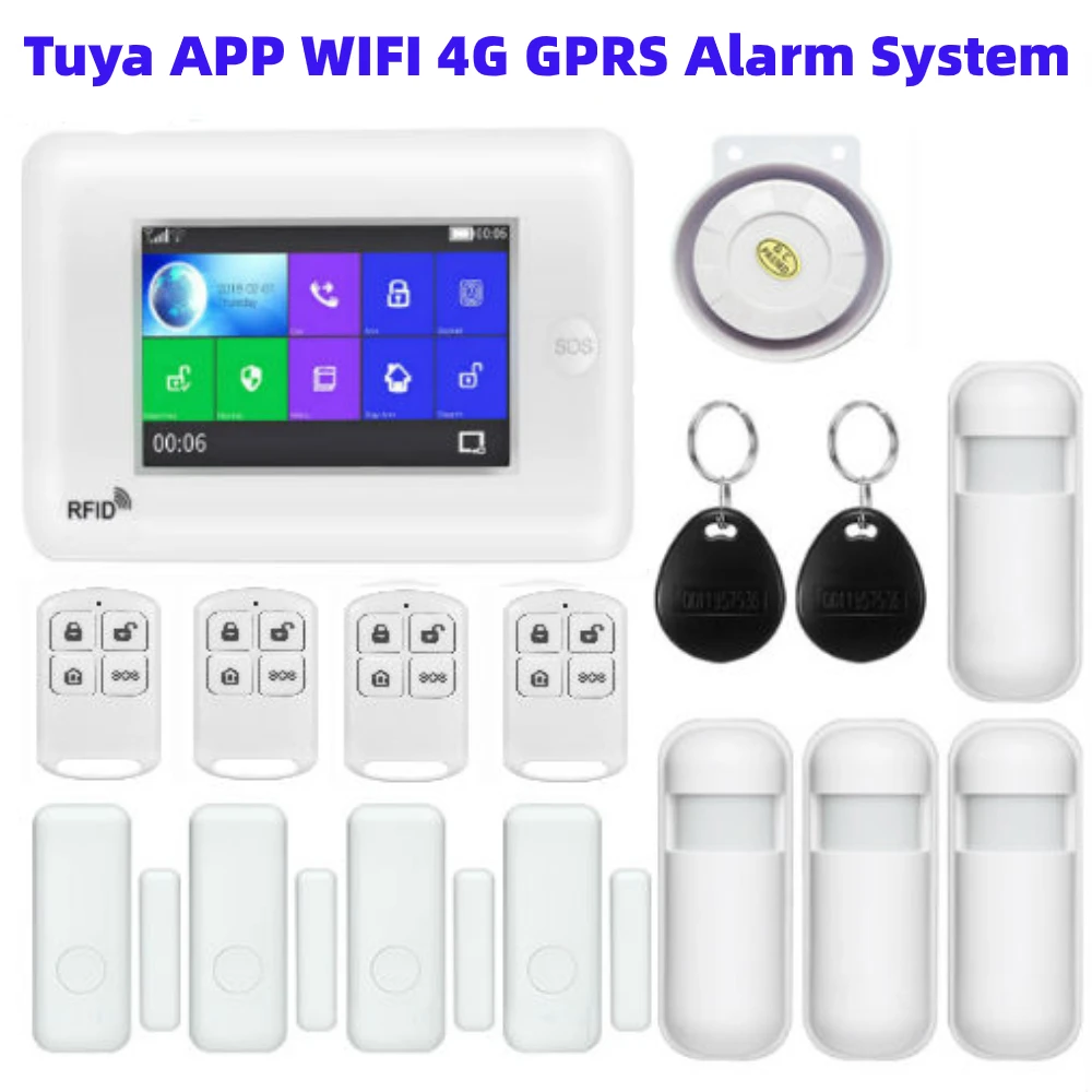 4G House охранной сигнализации сенсорный Экран Беспроводной WI FI SIM домашняя система