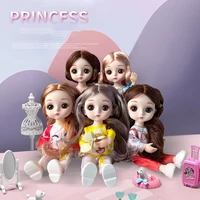 new 16cm bjd doll 112 3d real eyes fashion cartoon casual clothes cute with makeup dress up toys for girls gift diy play house
