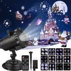 Лазерный проектор с 12 узорами и эффектом рождественской анимации, IP65, внутреннийнаружный сад, Хэллоуин, снежинкаСнеговик, лазерный светильник
