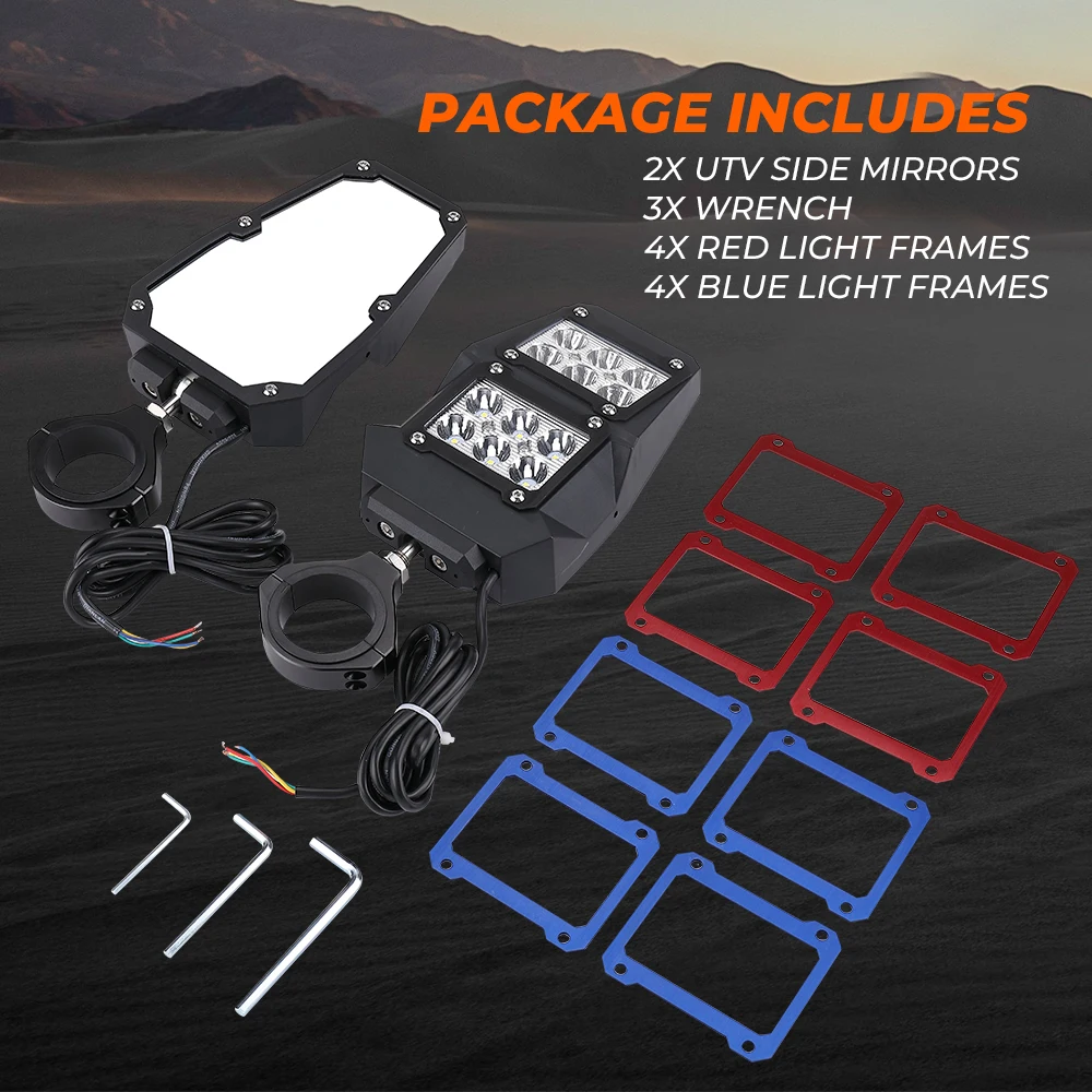 

For polaris LED Light UTV Rear View Side Mirrors w/ for can am maverick x3 for polaris rzr S 800 900 1000 xp for Arctic