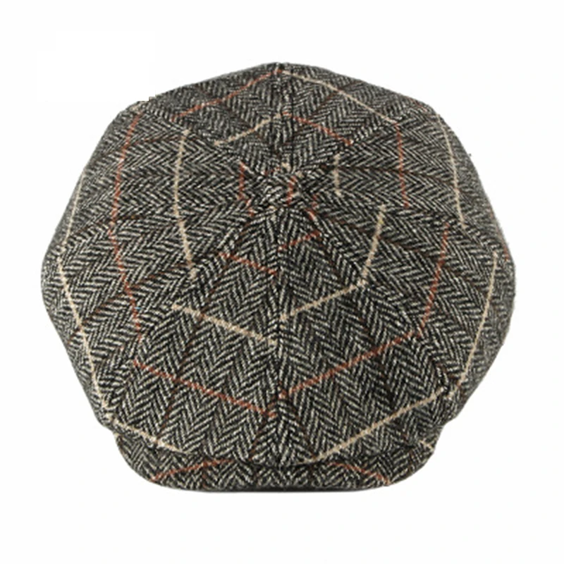 Herringbone Tweed Gatsby Newsboy Cap Men Wool Ivy Hat Golf Driving Flat Cabbie flat hat for men winter Cap BLM90