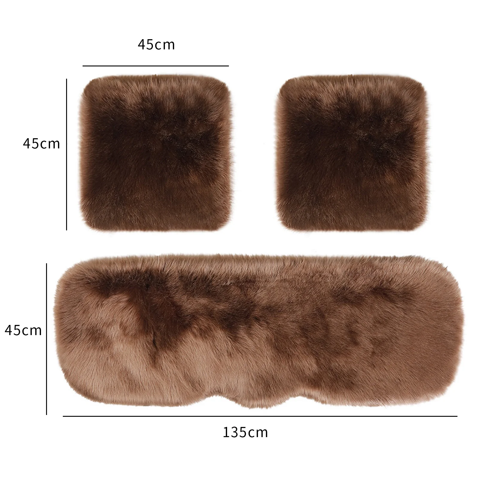 

3Pcs/Set Universal Soft Faux Wool Car Main Co-pilot Rear Seat Cushion Mat Pad