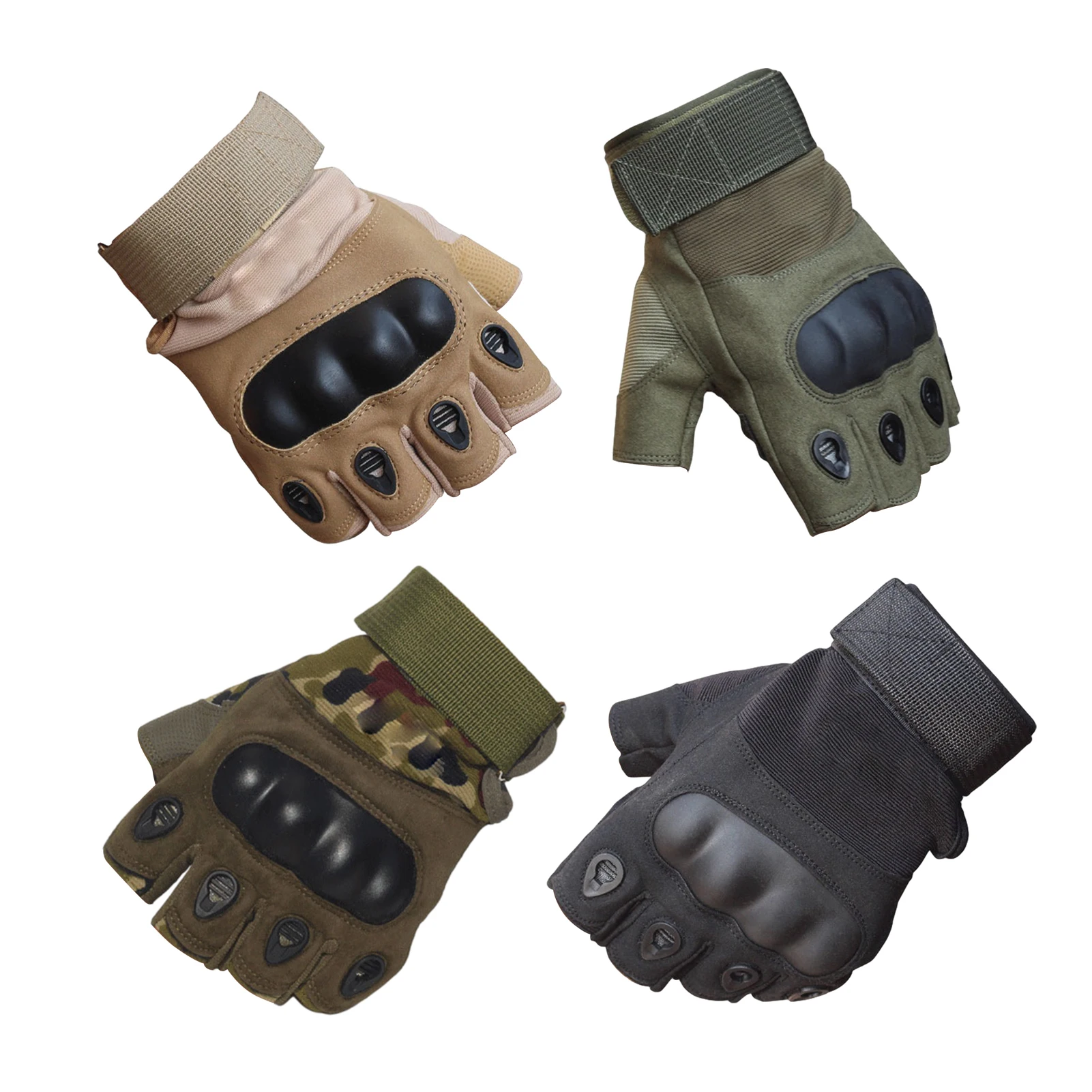 

Fingerless Gloves Tactical Hard Knuckle Fingerless Gloves Adjustable Outdoor Sports Training Gloves