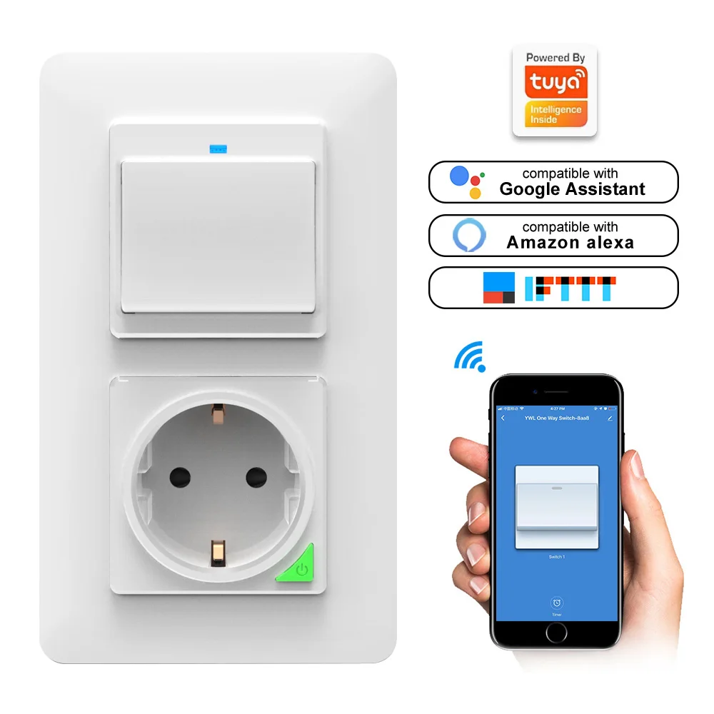 Настенный Мощность гнездо умный дом ЕС Wi-Fi настенный Панель пульт дистанционного